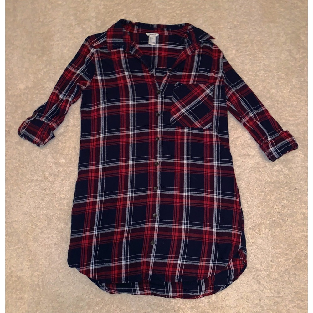 Red/blue flannel dress